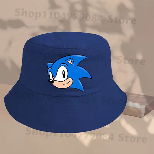 New Sonics Parent-child Fisherman Hat Anime Cartoon Figure Sunscreen Hats Men Women Kids Summer Fashion Sun Cap Hip Hop Caps