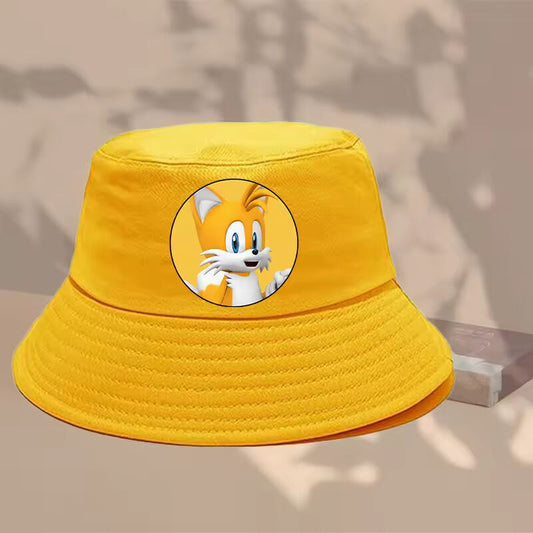 New Sonics Parent-child Fisherman Hat Anime Cartoon Figure Sunscreen Hats Men Women Kids Summer Fashion Sun Cap Hip Hop Caps
